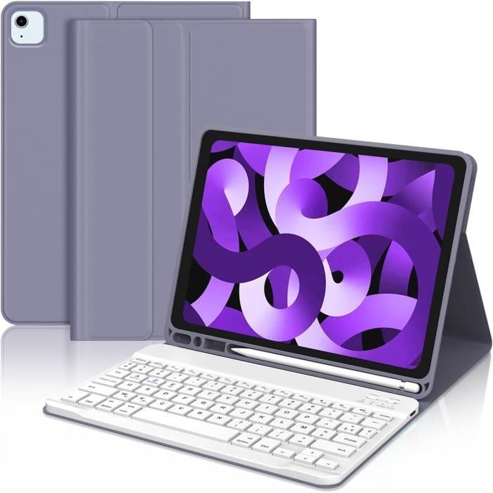 Clavier Bluetooth AZERTY Pour IPad Air 13 2024 - Coque Détachable Avec Fente Stylet - Lavande