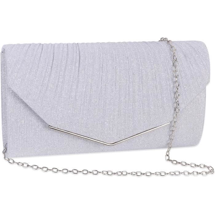 Pochette De Soirée Élégante En Satin Plissé Pour Femmes - Sac à Main Avec Chaîne Bandoulière Pour Mariage Et Événements Formels