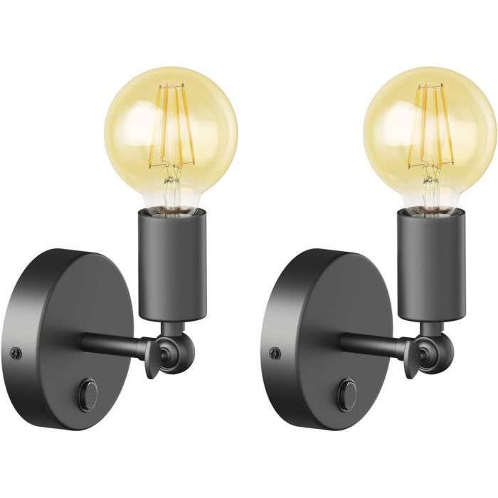 2 Pack Retro Dimmer Brass Wall Lights With Switch Adjustable Iron Sconce Lamps