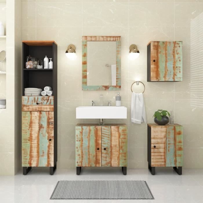 Meuble De Salle De Bain VidaXL Tulum - 37x31.5x82 Cm, Bois Ancien, Rangement Spacieux, à Assembler