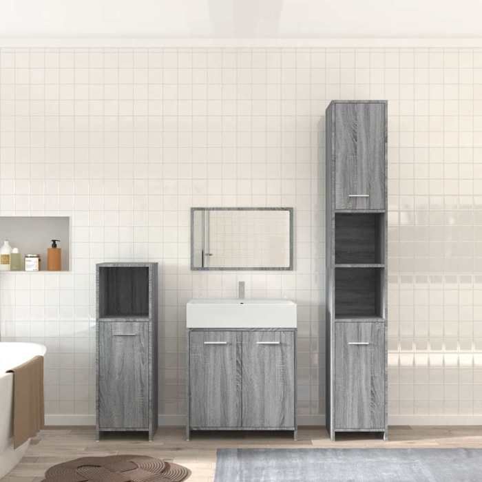 vidaXL Ensemble de meubles de salle de bain 4 pcs Sonoma gris 3154404