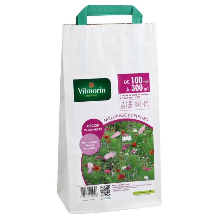 Comparer les prix de Sachet graines  Mélange de fleurs champêtre 100 à 300m2-