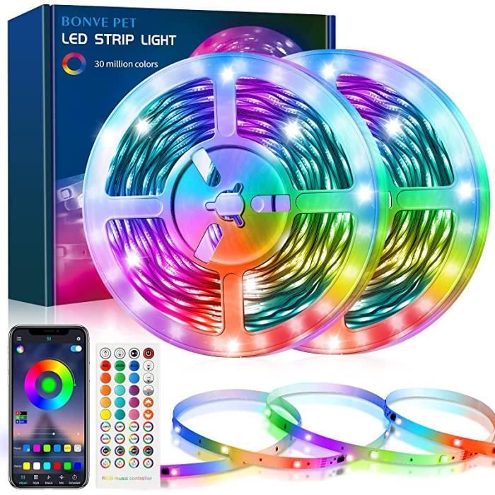 Ruban LED Bluetooth 10m - Contrôle APP Et Télécommande - 16 Millions De Couleurs RGB - Synchronisation Musique - Pour Intérieur