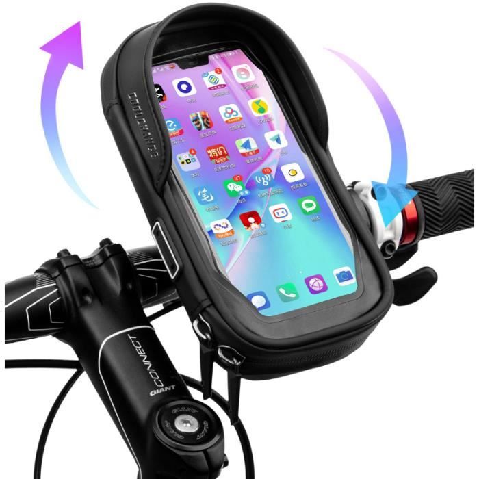 Support Téléphone Vélo 360° Universel - Noir - Pour GPS, Photos, Appels