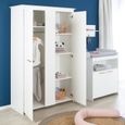 Chambre bébé complète ROBA Anton - Lit évolutif 70x140 cm + Commode à langer + Armoire 2 portes - Blanc-1