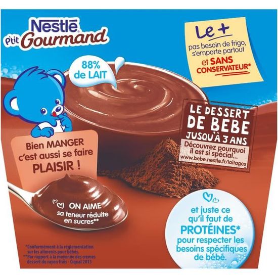 Desserts bébé 8+ mois chocolat NESTLE P'TIT GOURMAND - ShopAfrico