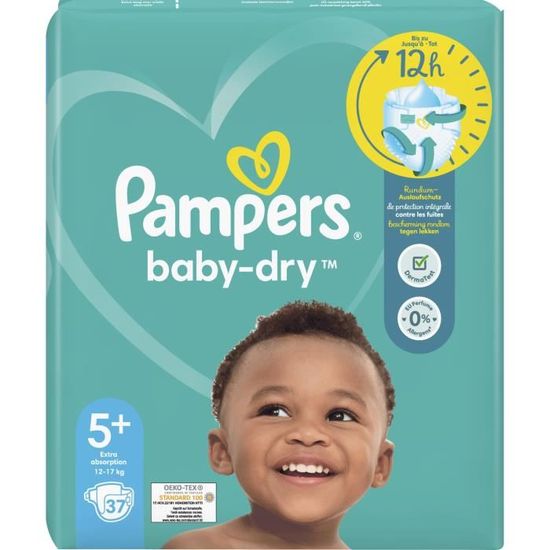 Couches PAMPERS Baby-Dry Taille 5+ - 37 Couches - Cdiscount