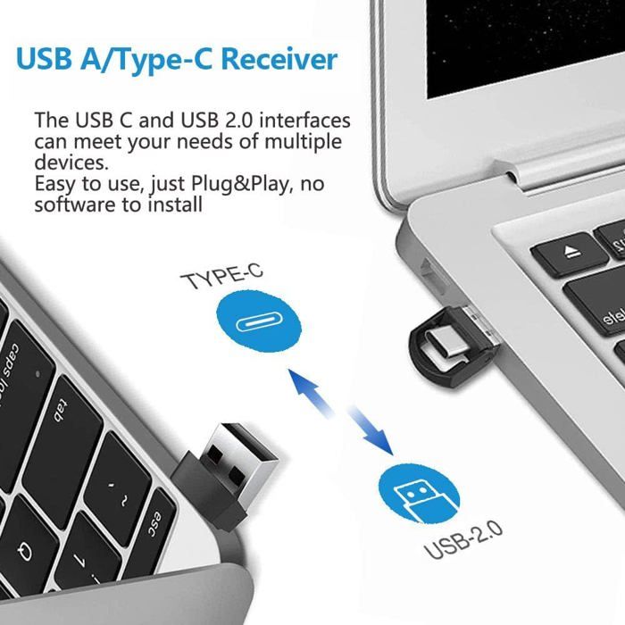 Cliqueur Présentation Sans Fil Avec Souris Air Et Pointeur Laser - Coque Métallique, Rechargeable USB/Type-C, Compatible PC Mac PowerPoint