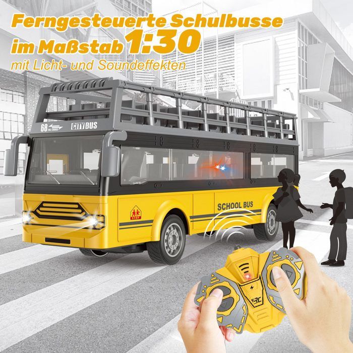 Voiture RC Enfant 3 Ans Bus Scolaire Télécommandé Avec Lumières LED - Jouet RC Pour Enfants Dès 3 Ans - Rechargeable, Télécommande Incluse Voiture RC Enfant 3 Ans Bus Scolaire Télécommandé Avec Lumières LED - Jouet RC Pour Enfants Dès 3 Ans - Rechargeable, Télécommande Incluse
