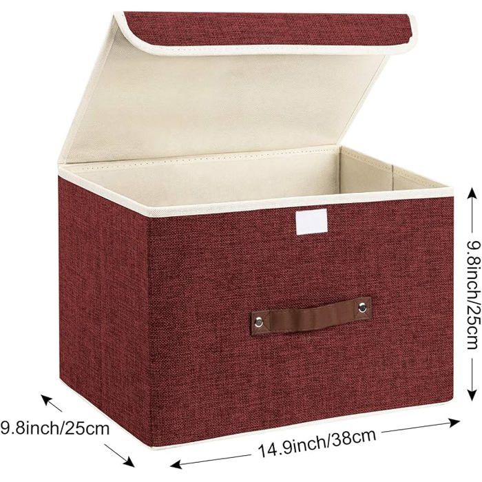 Boîte de Rangement avec Couvercle,Tissu,Lavable,Rangement Tissu ...