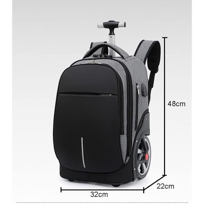 Sac De Voyage à Roulettes - Dimensions 85x32x34 Cm - Tissu Oxford Résistant à L'eau - Idéal Pour Week-end, Affaires, Camping - Gris