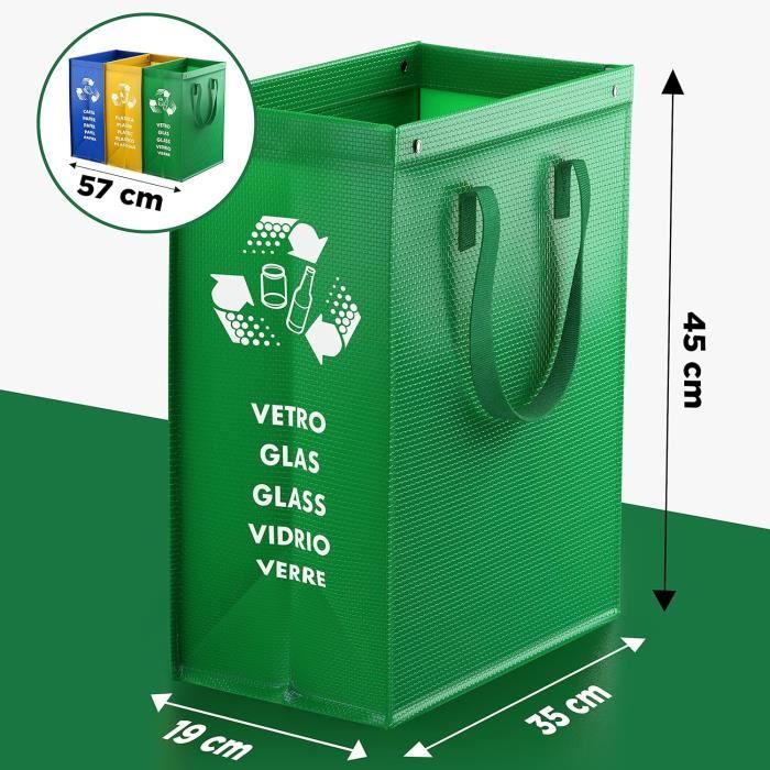 Sac Tri Selectif Poubelle Tri Selectif 3 Bac Pour Le Verre, Le Papier Et Le  Plastique Déchets Et Recyclage Poubelle De Tri[n222] - Cdiscount Maison