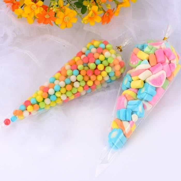 Sachets Transparents Pour Biscuits 50 Sachets Bonbons Pâques Transparents - Avec Attaches Dorées - Pour Œufs, Chocolats Et Cadeaux Sachet Biscuit