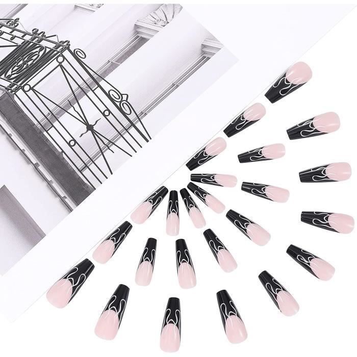 Kalolary Clair Extra Longs Ongles Acryliques Transparents, 550PCS XXL Demi-Couverture Français Faux Ongles Conseils Pour Salon De Manucure DIY