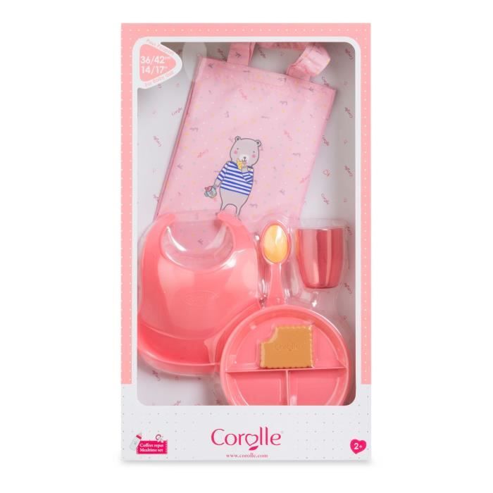 Corolle – Grand Coffret Repas – 11 Accessoires – Pour Poupons 36 Et 42 Cm – Dès 2 Ans – Assiette, Couverts, Nourriture, Totebag