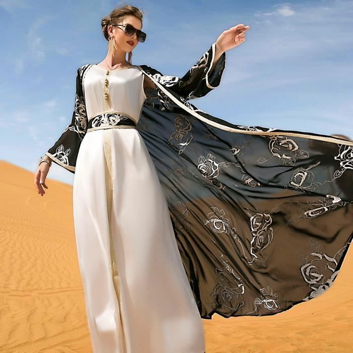 Be Musulmane pour Femme Robe en Mousseline Manches Longues