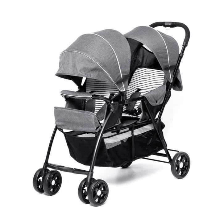 Poussette Double Pliable - LUCKZON - Jumeaux - 0-3 ans - 15 kg