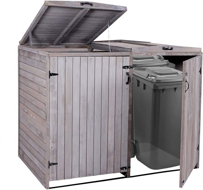 Abri multi-usage - cache-conteneurs et abris poubelle - normequip - en bois  & métal
