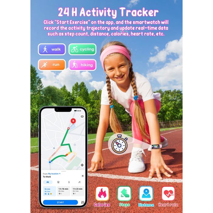 Cloudpoem Montre Connectée Femme Smartwatch Avec Podometre Cardiofrequencemetre Oxymetre Montre Sport Etanche IP68 Pour Android IOS Notification SMS/Appel Multisport Cycle Menstruel Sommeil Rose