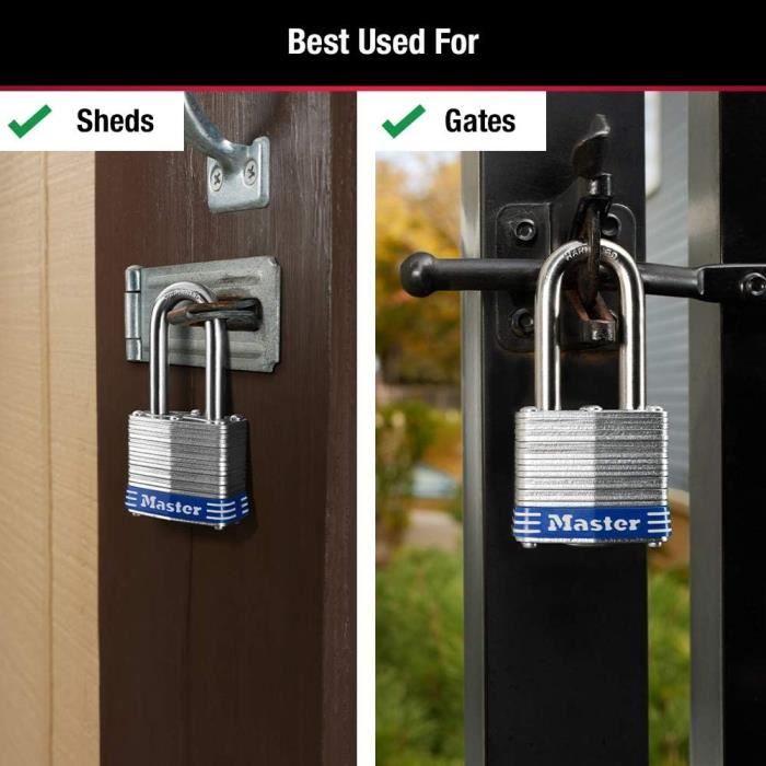Lot De 3 Cadenas à Clé Doré 4.0 Cm Sécurité Verrouillage Avec 2 Clé