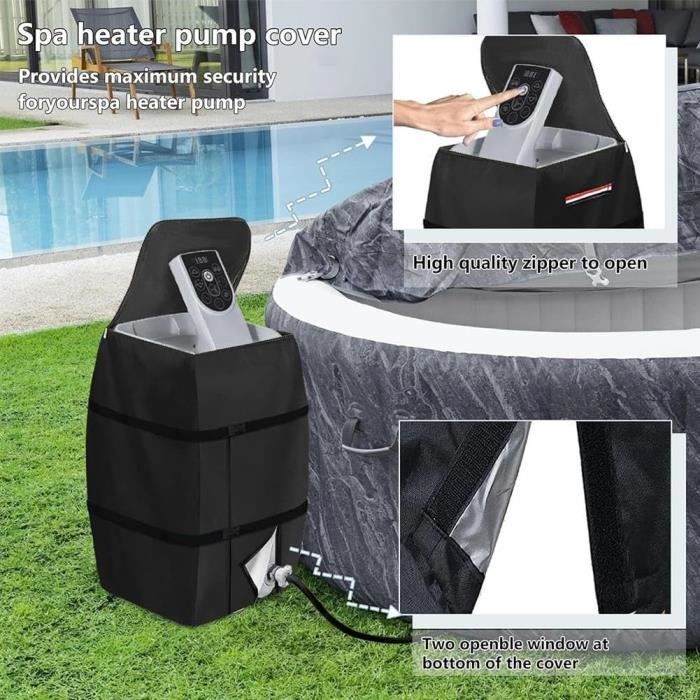 Housse De Protection Pompe De Chauffage Spa - 43x38x? Cm - Polyester Imperméable - Zip Et Scratch