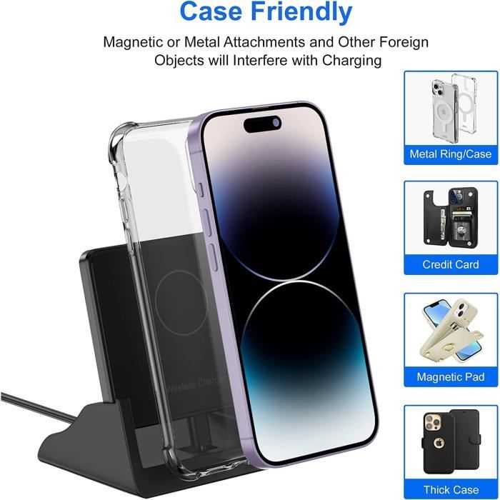 Chargeur sans Fil, 15W Max Chargeur Induction Compatible avec iPhone  14-13-Pro-Max-Plus-Mini-XS-XR, Samsung Galaxy A58 - Cdiscount Téléphonie