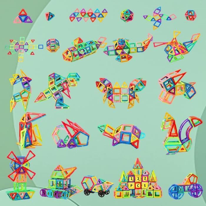 Jokooan Jeux de Construction Magnétiques 206 Pcs, Ensemble de Bâtons  Magnétiques Jouet Aimanté Enfant STEM Jouets Éducatifs Cadeau pour Les  Enfants : : Jouets
