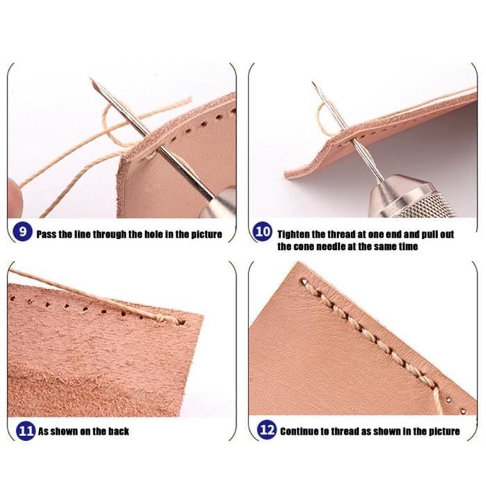 Kit Bricolage Cuir Alêne à Coudre Le Cuir Avec Verrouillage Auto - 2 Aiguilles Incluses Pour Réparer Sacs, Chaussures Et Bricolage Machine A Coudre Cuir