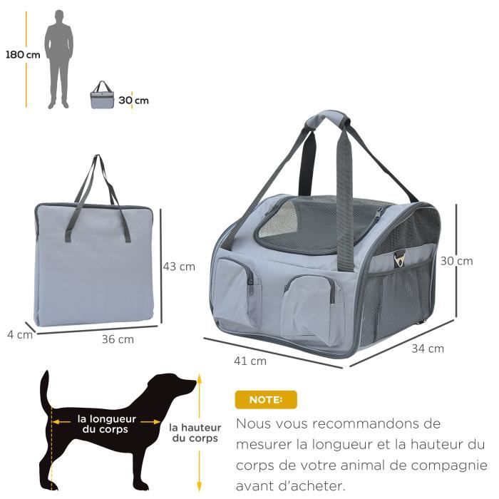 PawHut Sac de transport pour chien caisse pliable pour chien