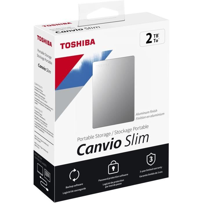 Toshiba Disque Dur Externe Canvio Slim 1To Pas Cher