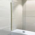 Paroi de baignoire fixe ESSEBAGNO verre anticalcaire et aluminium 80 x 140 Or brossé-3