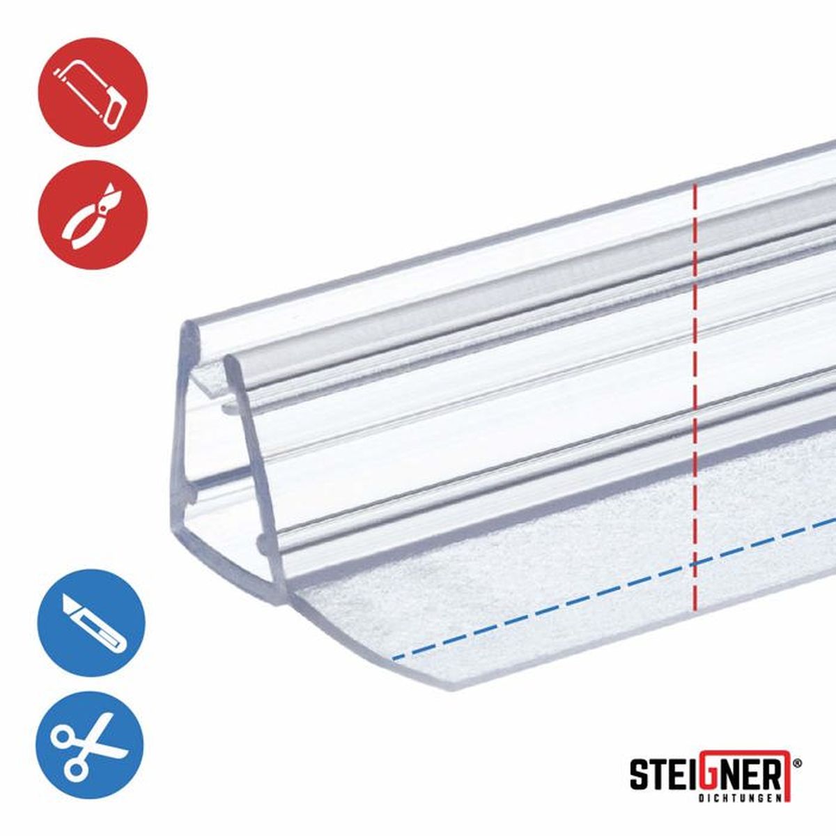 STEIGNER 190cm Joint de douche arrondi courb/é pour les vitres d/’une /épaisseur 6 mm// 7 mm// 8 mm UK05