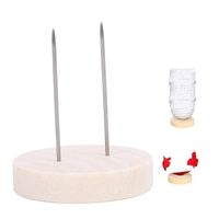 Hamwesh Support de Poupée au Crochet, 24 Pièces, Base de Support de Poupée en Bois de 1,57 Pouces, Présentoir de au Crochet avec Aiguilles en Acier Doubles et Simples pour Stocker et