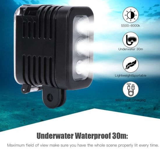 Longzhuo Lampe vidéo LED étanche Orsda SL-19 Lampe de Remplissage LED de plongée 60m Accessoire de Photographie étanche sous-Marine pour Appareil Photo