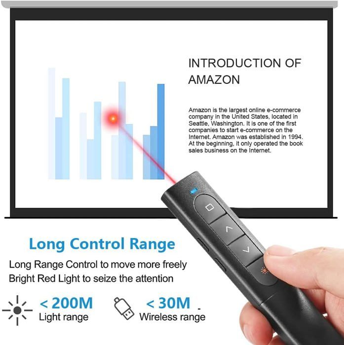 Télécommande PowerPoint 2 En 1 USB-C Et USB-A Aluminium Rechargeable - Pointeur Sans Fil 30m Pour Présentations