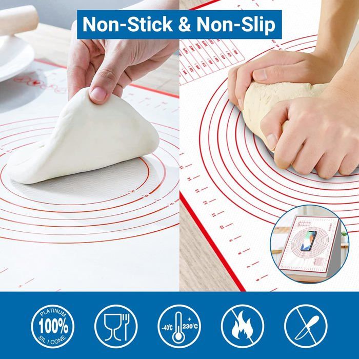 Tapis De Cuisson Silicone Réutilisable 70x50 Cm - Antiadhésif, Antidérapant - 5 Mm D’épaisseur