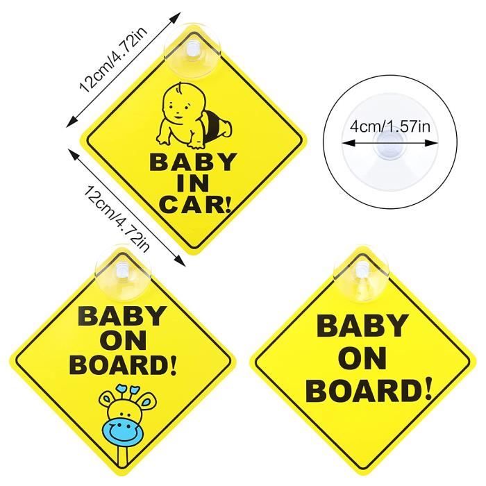  Panneau de voiture « Baby On Board » avec ventouse