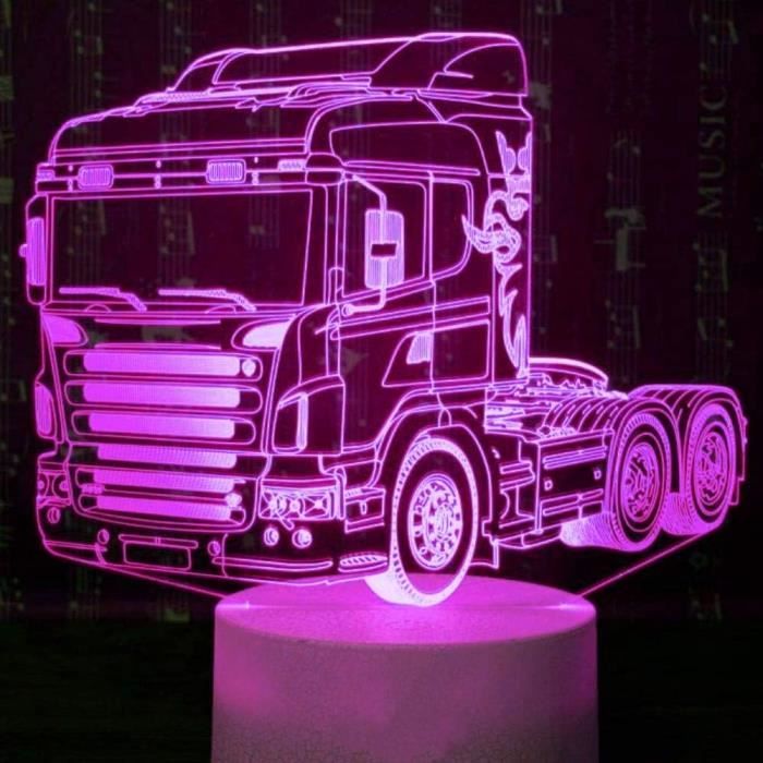 Lampe 3D Pour Voiture De Camion - Illusion D'Optique - 7 Couleurs  Changeantes - Interrupteur Tactile - Décoration De Table - [H3262] -  Cdiscount Maison