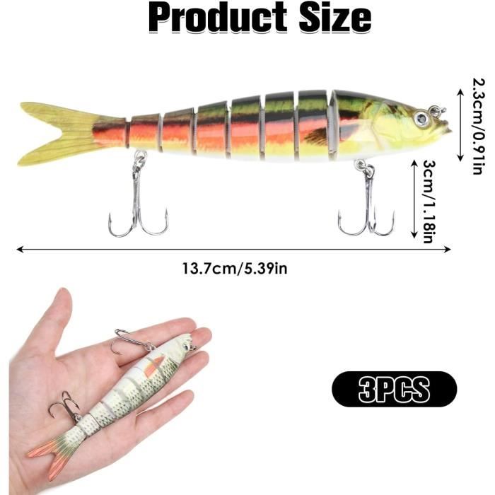 Leurre Souple Pour Carnassiers - 8cm/15g - Surface Durcie Pour Brochet, Perche, Sandre - Lot De 3 - Réaliste Eau Douce