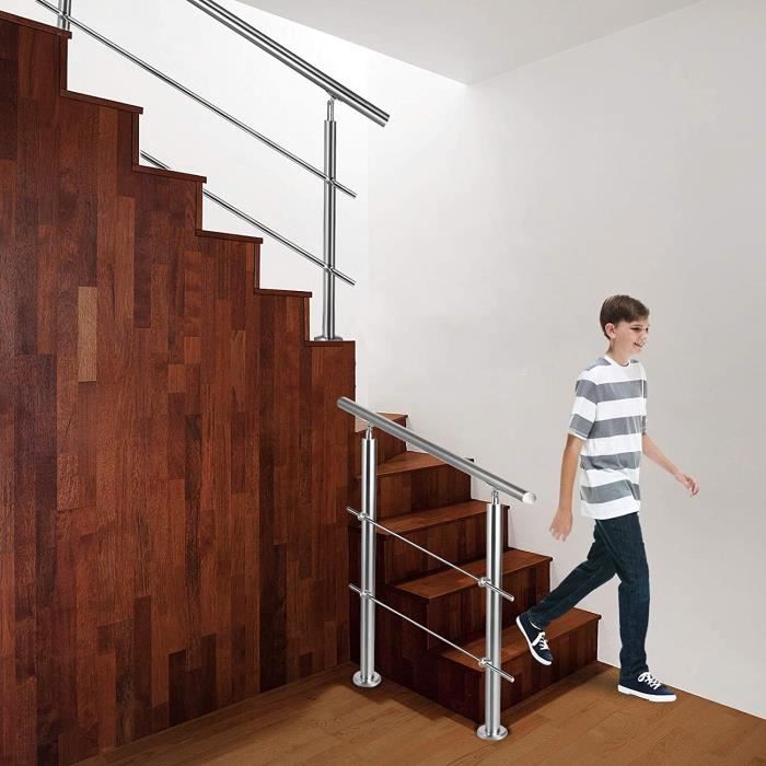 Rampe D'escalier 80 Cm Acier Inoxydable 0 Traverses Main Courante Balustrade Garde-corps Aide Escalier Balcon Intérieur Extérieur | Leroy Merlin