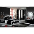 Chambre complète 160x200 Noir/Argent - CLOTILDE n°1 - Lit classique - Bois - 2 personnes-0