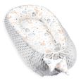 Réducteur Lit Bébé 90x50 cm - Matelas Cocoon Cale Bebe pour Lit Baby Nest Coton avec Minky Gris avec Coton Gris-blanc-0