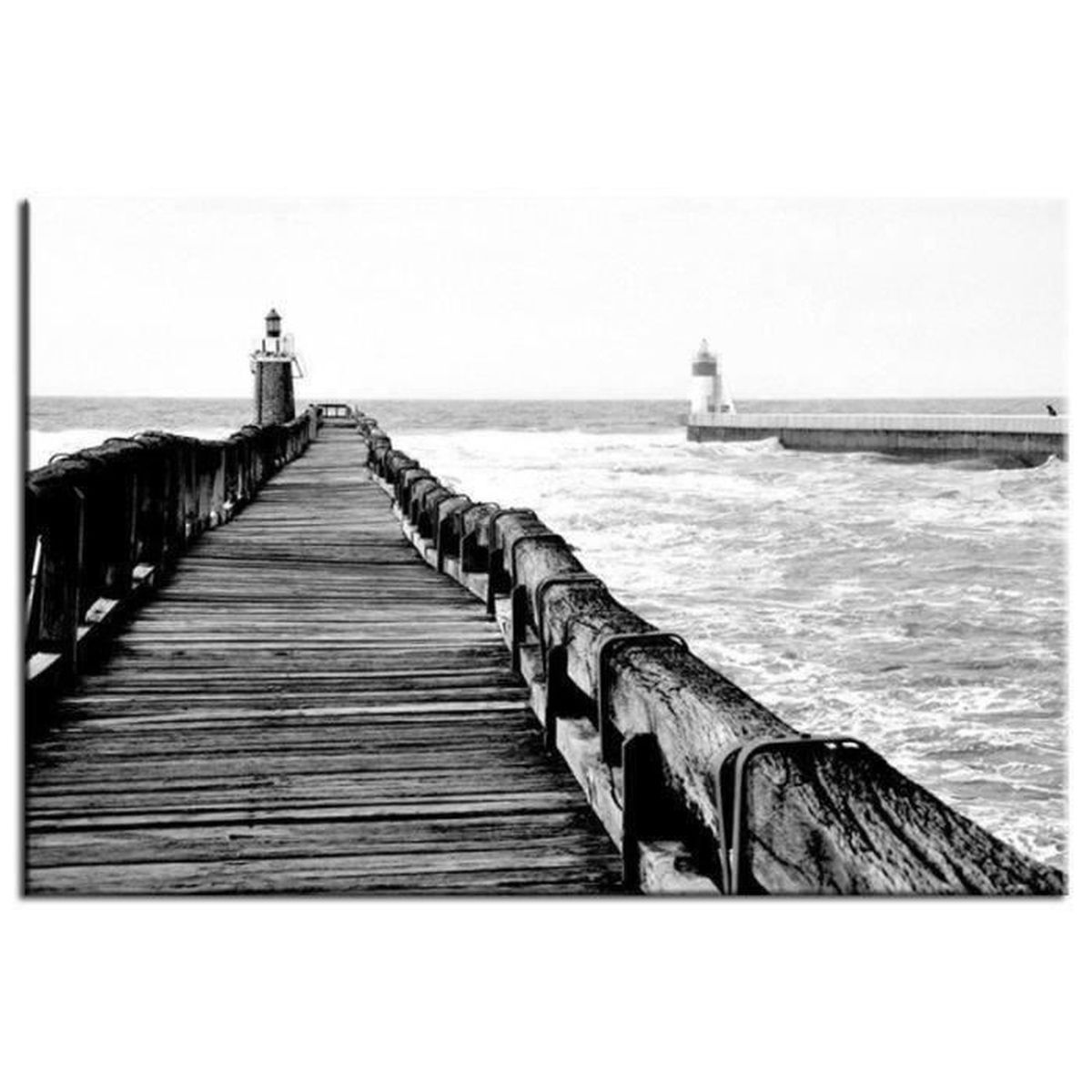Ponton Tableau Deco 80x50cm Noir Et Blanc Paysage Achat Vente