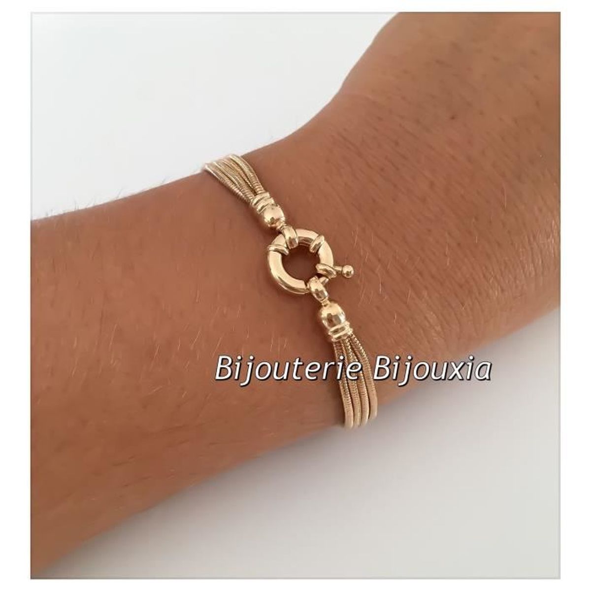 Bracelet Multi Chaînes Maille Serpent Plaqué or 18 CARATS ...