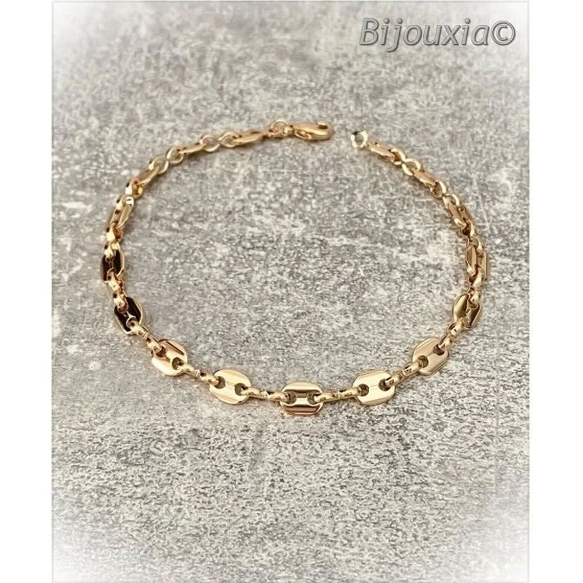 Bracelet Chaîne Forçat Et Grain De Café – Plaqué Or 18 Carats, Bijou Femme élégant