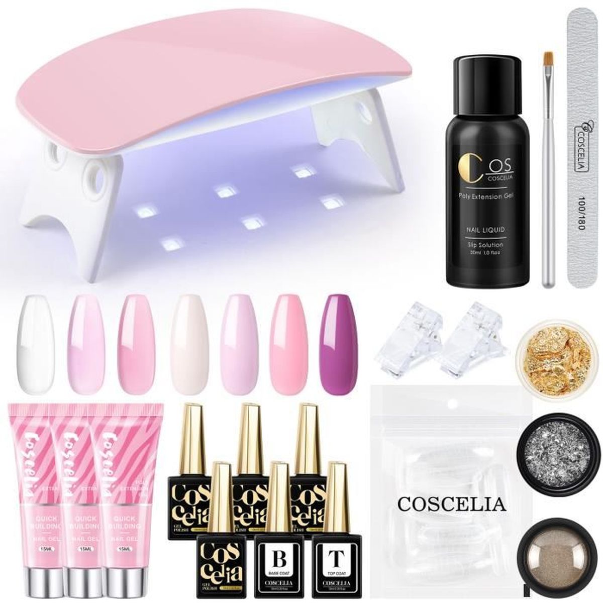 COSCELIA Kit de 6W UV LED Lampe Vernis Semi Permanent Lot Complet 7