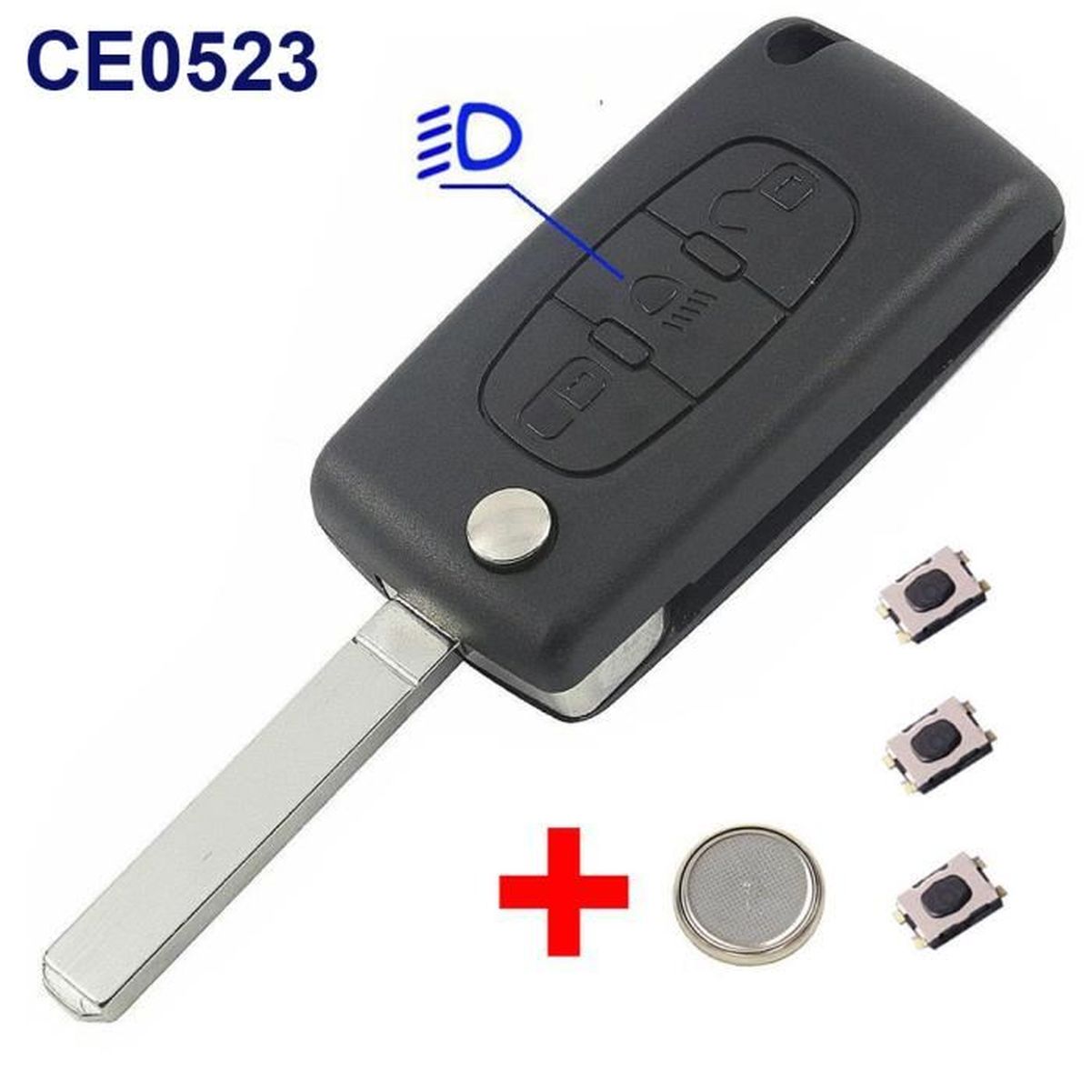 Coque De Remplacement Pour Clé Télécommande CITROËN C2 C3 Berlingo - Avec Lame Rainurée - Réf. CE0523