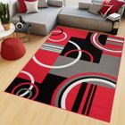 TAPISO Tapis Salon Poil Court Maya Rouge Gris Noir Géométrique Polypropylène Intérieur 250x300