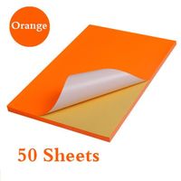 Ruban,Papier adhésif couleur A4, 50 pièces, papier auto-adhésif coloré mat, rouge, jaune, bleu, vert - Orange 50sheets