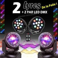 4 JEUX DE LUMIERES 2 LYRES + 2 PROJECTEURS PARLED PA DJ MIX SONO BAR CLUB DISCO SOIREE DANSE